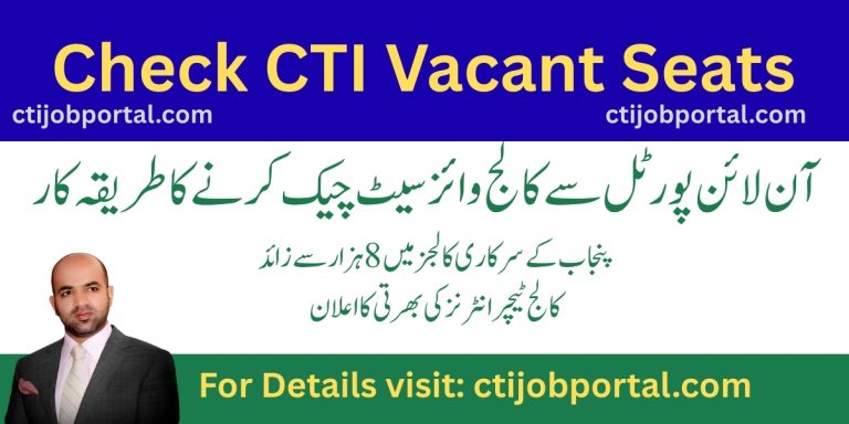CTI Colleges Vacant Seats Lists 2025 Check Online at cis.punjab.gov.pk